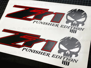 Z71 Punisher Silverado Chevrolet Chevy Truck Vinyl Decals Sticker Graphic 4X4 Off Road Skull Punisher Edition - DecalsLB Shop