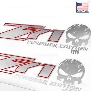 Z71 Punisher Silverado Chevrolet Chevy Truck Vinyl Decals Sticker Graphic 4X4 Off Road Skull Punisher Edition - DecalsLB Shop