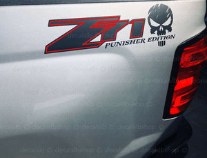 Z71 Punisher Silverado Chevrolet Chevy Truck Vinyl Decals Sticker Graphic 4X4 Off Road Skull Punisher Edition - DecalsLB Shop