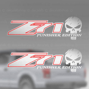 Z71 Punisher Silverado Chevrolet Chevy Truck Vinyl Decals Sticker Graphic 4X4 Off Road Skull Punisher Edition - DecalsLB Shop