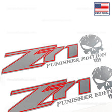 Load image into Gallery viewer, Z71 Punisher Silverado Chevrolet Chevy Truck Vinyl Decals Sticker Graphic 4X4 Off Road Skull Punisher Edition - DecalsLB Shop
