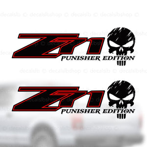 Z71 Punisher Silverado Chevrolet Chevy Truck Vinyl Decals Sticker Graphic 4X4 Off Road Skull Punisher Edition - DecalsLB Shop