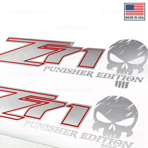 Z71 Punisher Silverado Chevrolet Chevy Truck Vinyl Decals Stickers Graphic 4X4 Off Road Skull Punisher Edition - DecalsLB Shop