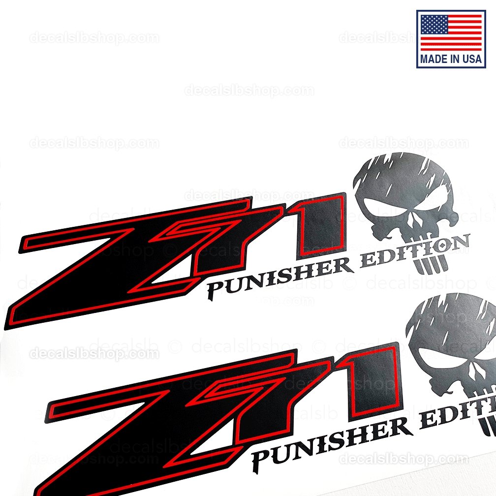 Z71 Punisher Silverado Chevrolet Chevy Truck Vinyl Decals Stickers Graphic 4X4 Off Road Skull Set - DecalsLB Shop