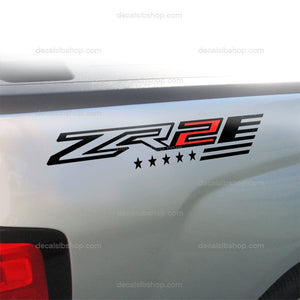 ZR2 Decals Flag Chevy Colorado Chevrolet Stickers Bedside Truck Sticker 2P ZRed - DecalsLB Shop